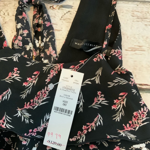 New White House Black Market Ruffled Layered Halter Dress - Size 00 - Picture 2 of 3